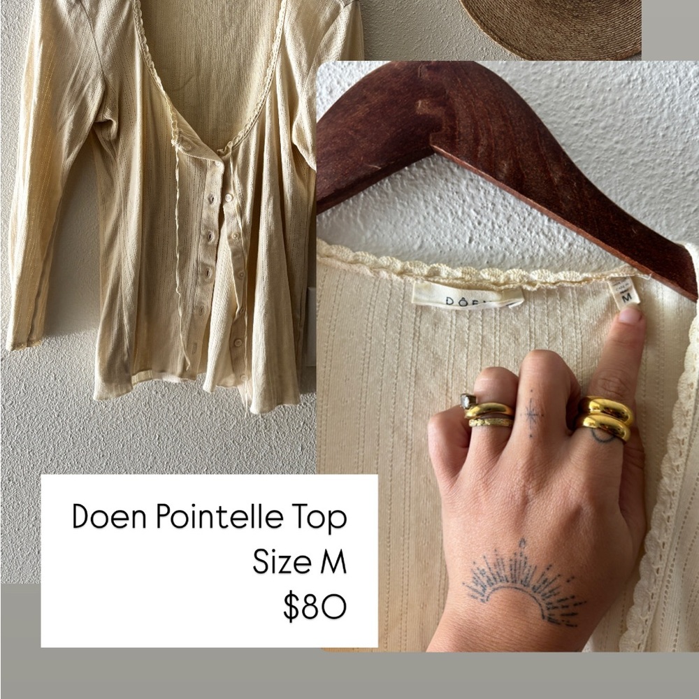 Doen Beige Button-Down Blouse